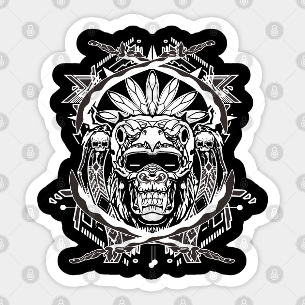 Sacred geometry   indian Chief Skull Sticker by Urbanprint